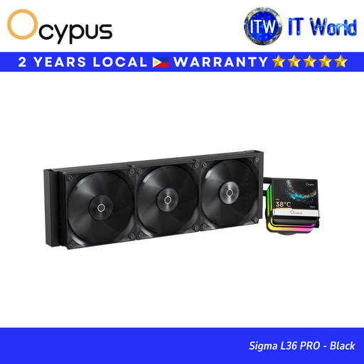 Ocypus Sigma L36 PRO | 360mm ARGB Liquid CPU Cooler w/ 3.5” IPS Display (Black / White) | itw