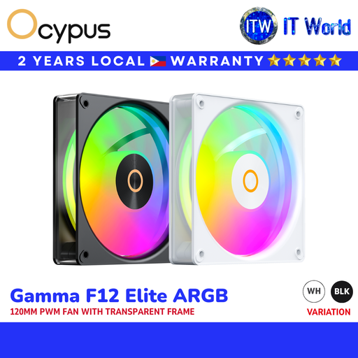 Ocypus Gamma F12 Elite ARGB | 120mm PWM Fan Transparent Frame (Black/White)