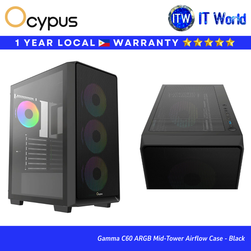 Ocypus Gamma C60 ARGB | Mid-Tower Case / 4×ARGB Fans / ATX / Tempered Glass | itw