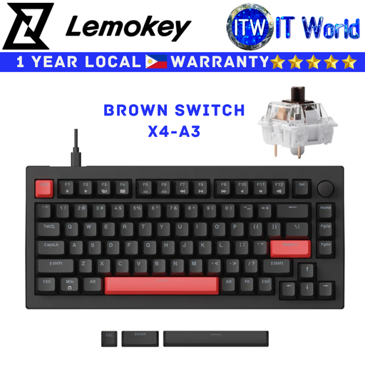 [X4A3-Brown] Keychron Wired Mechanical Keyboard X4 QMK / VIA Black Shine-Through Brown Switch (X4-A3) | itw