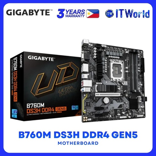 [GA-B760M-DS3H-DDR4-GEN5] Gigabyte B760M DS3H DDR4 GEN5 microATX LGA1700 DDR4 Motherboard
