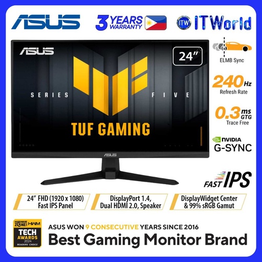 [VG249QM5A] ASUS TUF Gaming VG249QM5A - 23.8" 1920x1080 FHD / 240Hz / Fast IPS / 1ms GTG Gaming Monitor