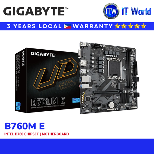 [GA-B760M-E] Gigabyte B760M E Motherboard | Intel LGA1700 / DDR5 / PCIe 4.0 / Dual M.2 / mATX | itw