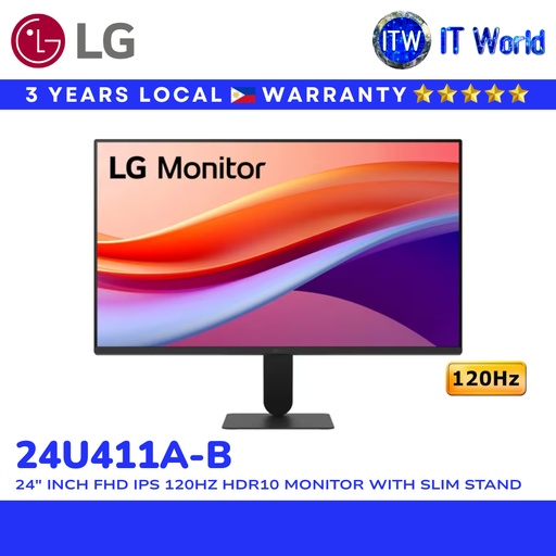 [24U411A-B 120Hz] LG 24U411A-B 24" Monitor 120Hz / 1920×1080 FHD / IPS / HDR10 / 1ms MBR / HDMI | itw
