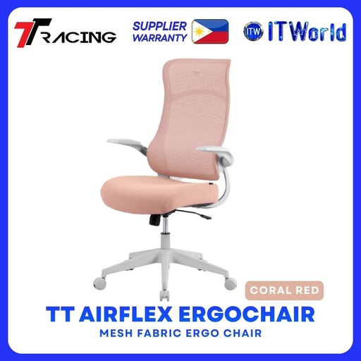 [TTRTTAFLX-004] TTRacing TT Airflex Ergochair | Mesh Fabric / Ergonomic / Adjustable Comfort - Coral Red