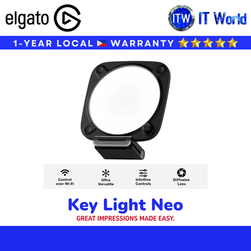 [EL-10LAJ9911] Elgato Key Light Neo | Compact USB LED Panel / Adjustable Brightness & Color / WiFi Control | itw