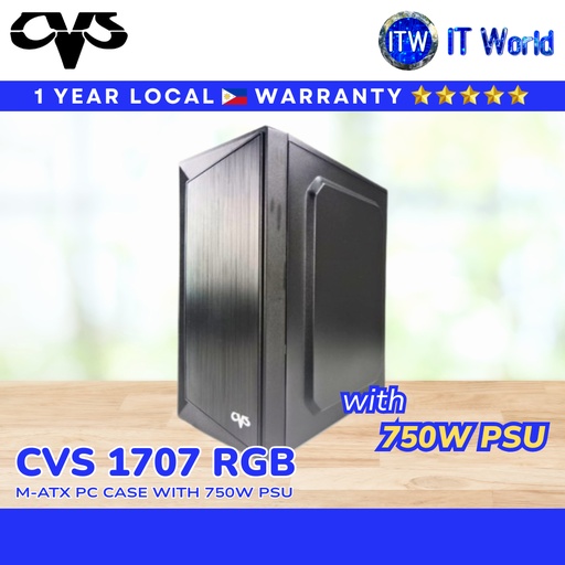 [cvs-1707-750w-bk] CVS 1707 RGB M-ATX PC Case with 750W PSU (cvs-1707-750w-bk) | itw