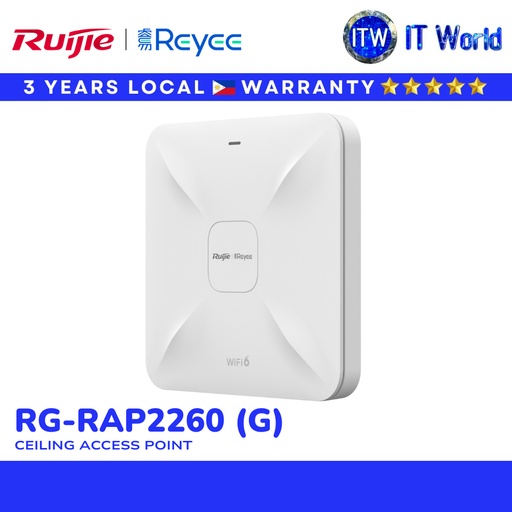 [RG-RAP2260 (G)] Ruijie Reyee RG-RAP2260(G) Wi-Fi 6 AX180 Ceiling Access Point (RG-RAP2260(G)) | itw