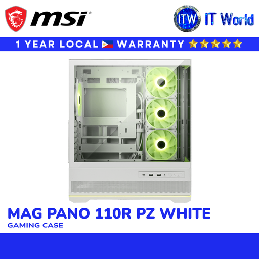 [MAG PANO 110R PZ WHITE] MSI MAG PANO 110R PZ PC Case White Mid-Tower ATX Panoramic Glass | itw