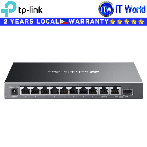 [ES210GMP] TP-Link Switch ES210GMP Omada 10-Port Gigabit Easy Managed Switch with 8-Port PoE+ | itw