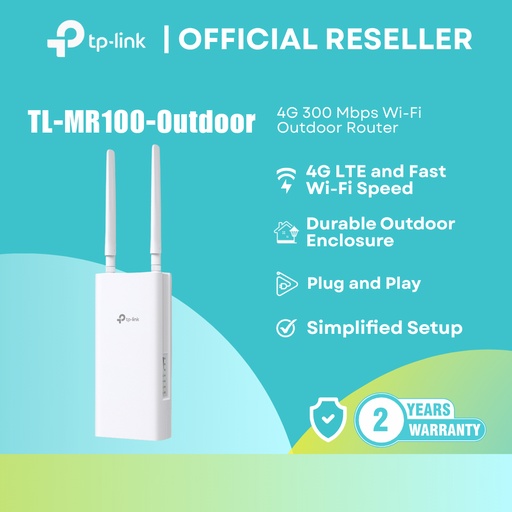 [TL-MR100-OUTDOOR] TP-Link TL-MR100-Outdoor Router (4G / 300Mbps Wi-Fi / IP65 / PoE Support / Plug & Play | itw