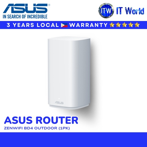 [ASUS ROUTER ZENWIFI BD4 OUTDOOR (1PK)] ASUS ZenWiFi BD4 Outdoor Router Waterproof Wi-Fi High-Speed Gigabit Coverage | itw