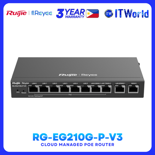 [RG-EG210G-P-V3] RG-EG210G-P-V3 Reyee Cloud Managed PoE Router 10-Port