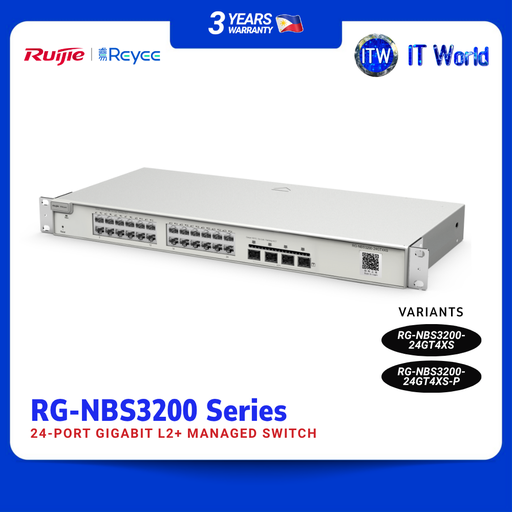 Ruijie RG-NBS3200-24GT4XS | RG-NBS3200-24GT4XS-P 24-port Gigabit Managed PoE / Non-PoE Switch | itw