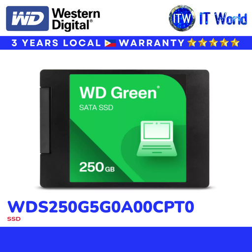 [WDS250G5G0A-00CPT0] Western Digital WD Green 250GB 2.5" SATA Internal SSD for Laptop & Desktop WDS250G5G0-A00CPT0 itw