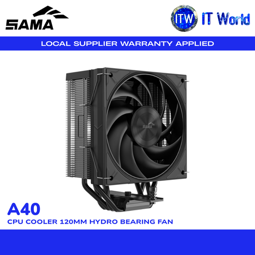 [A40-BKWNNXOX-G] SAMA A40 CPU Cooler 240W TDP 120mm Hydro Bearing Fan / Intel & AMD Support | itw