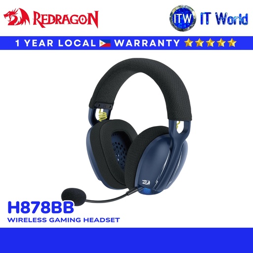 [H878BB] Redragon H878 Skuld Pro Lightweight Wireless Gaming Headset (Black/Blue) | itw