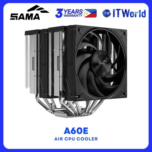 [A60-XXWNNXOX-G] Sama A60E Hydro Bearing Six-Heatpipes Dual Tower Air CPU Cooler - Black A60-XXWNNXOX-G