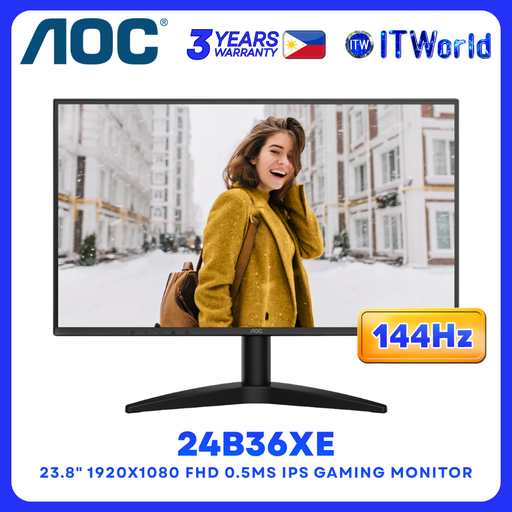 [24B36XE/71] AOC 24B36XE/71 23.8" 1920x1080 FHD 144Hz IPS Gaming Monitor 0.5ms MPRT Adaptive Sync Tilt