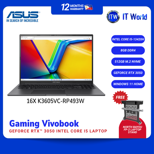 [K3605VC-RP493W] ASUS Gaming Vivobook 16X K3605VC-RP493W | i5-13420H / RTX 3050 / 8GB / 512GB SSD / 16” 144Hz | itw