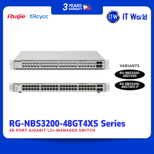 Ruijie - Reyee RG-NBS3200-48GT4XS / RG-NBS3200-48GT4XS-P - 48-Port Gigabit L2+ Managed Switch | itw