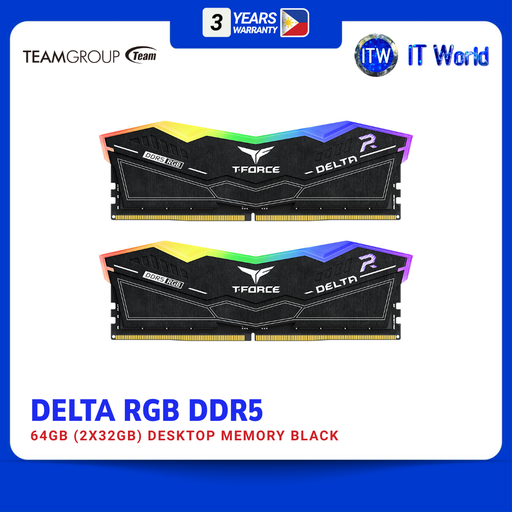 [FF3D564G6000HC38JDC01] TeamGroup T-Force Delta RGB DDR5 | 64GB (2x32GB) / 6000MHz / CL38 / Intel XMP 3.0 / AMD EXPO | itw