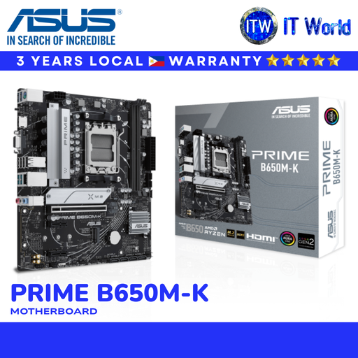 [ASUS PRIME B650M-K] ASUS Motherboard PRIME B650M-K AM5 DDR5 PCIe 5.0 2.5GbE Micro-ATX 