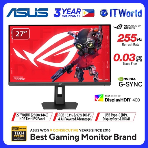 [XG27ACMES] ASUS ROG Strix XG27ACMES - 27" 2560x1440 / 255Hz OC / Fast IPS / 1ms GTG / Gaming Monitor - Black
