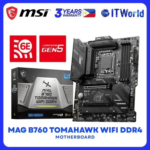 [MAG B760 TOMAHAWK WIFI D4] MSI MAG B760 Tomahawk Wifi DDR4 ATX LGA1700 Intel B760 Chipset Motherboard