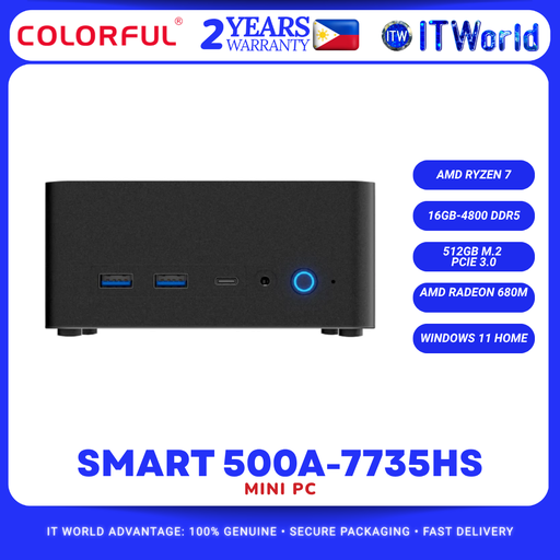 [COLORFUL SMART 500A] Colorful Smart 500A Ryzen 7 7735HS / 16GB DDR5 / 512GB SSD Windows 11 Home Mini PC Desktop