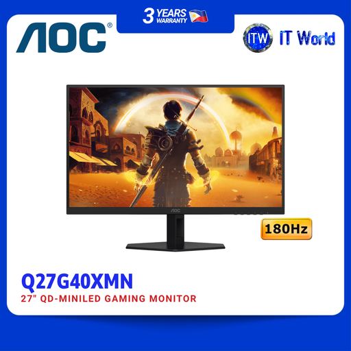 [Q27G40XMN] AOC - Q27G40XMN - Gaming Monitor - 27" QD-MiniLED 2560 × 1440 180Hz QHD DisplayHDR 1000 | itw
