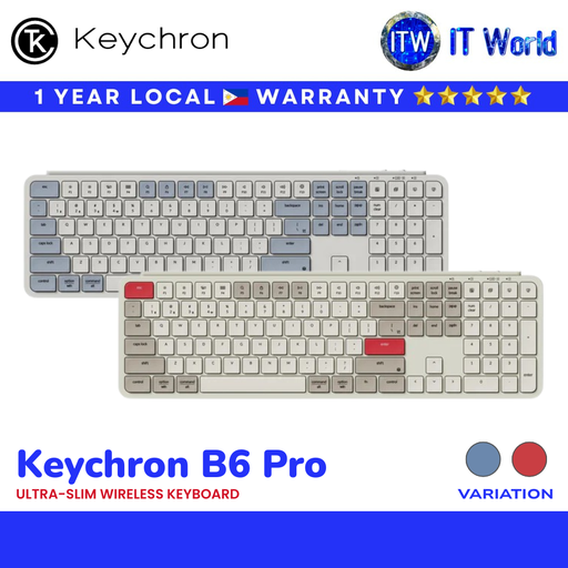 Keychron B6 Pro Ultra-Slim Wireless Keyboard (Retro Blue | Retro Red) | itw