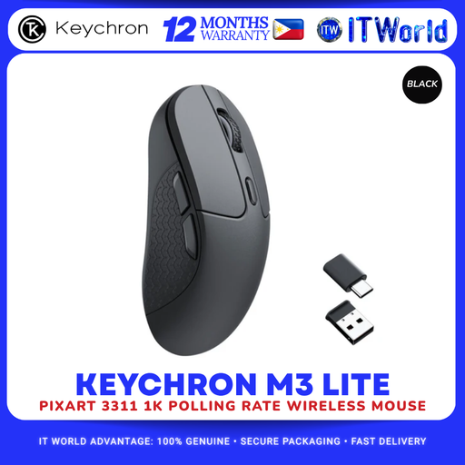 [Black-M3A71 Lite] Keychron M3 Lite Wireless Mouse 1K Polling Rate / PixArt 3311 Sensor Multi-Mode