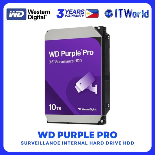 [WD102PURP] Western Digital WD Purple Pro HDD - 10TB Surveillance / 7200RPM / SATA / 3.5" Hard Disk -WD102PURP