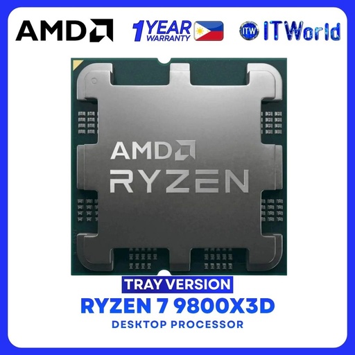 [R7 9800X3D TRAY 1Y] AMD Ryzen 7 9800X3D 8Cores 16Threads Desktop Processor without Cooler Included - Tray Type