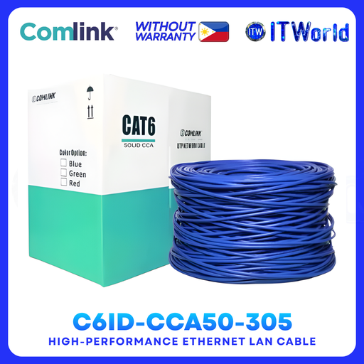 [C6ID-CCA50-305] ComLink C6ID-CCA50-305 305m Cat6 UTP 0.50mm Indoor LAN Ethernet Cable for Router/Desktop