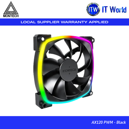 [AX120 PWM Black] Montech AX120 PWM 120mm ARGB Reverse Single Fan Kit (Black | White) | itw