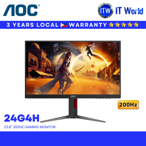 [24G4H] AOC Gaming Monitor 24G4H 23.8" - Fast IPS / FHD / 200Hz / 0.3ms MPRT / HDR10 / Adaptive Sync | itw