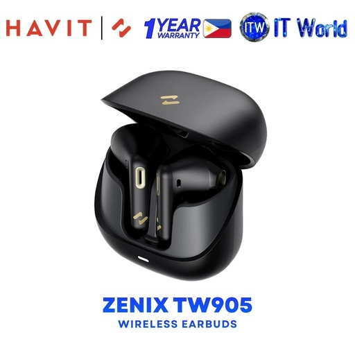 [Zenix TW905 (Black)] Havit Zenix TW905 Lightweight True Wireless Stereo Earbuds - Black