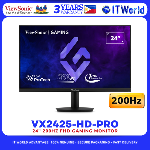[VX2425-HD-PRO] ViewSonic VX2425-HD-PRO 24" 1920×1080 FHD 200Hz VA Flat Gaming Monitor