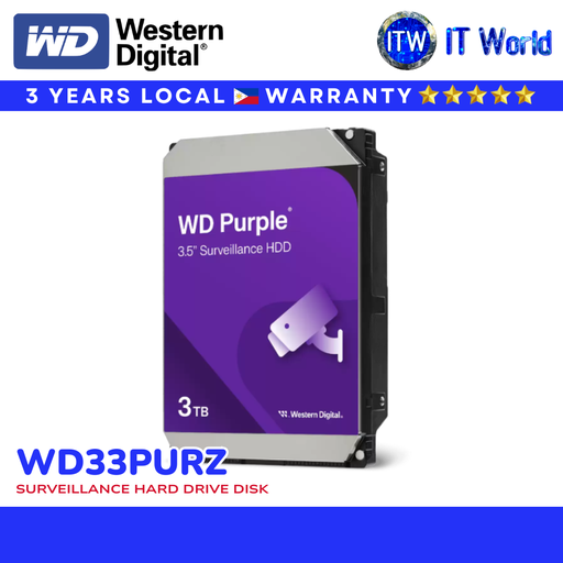 [WD33PURZ] Western Digital 3TB SATA 3.5" Purple Surveillance HDD (WD33PURZ) | itw