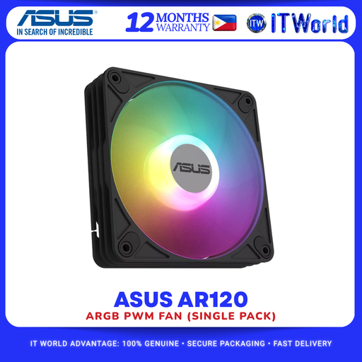 [AR120-1] ASUS AR120 ARGB PWM Fan 28mm Aura Sync Single Pack Desktop Cooling Fan itw