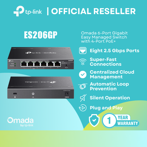 [ES206GP] TP-Link ES206GP 6-Port Gigabit Easy Managed PoE+ Switch itw