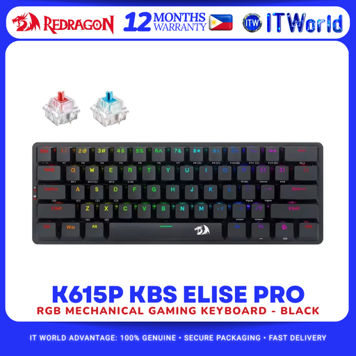 [RD K615P-KBS] Redragon K615P Elise Pro RGB 60% Mechanical Wired / 2.4G Wireless Connection Gaming Keyboard itw