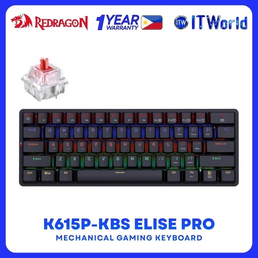 [RD K615P-KBS] Redragon K615P-KBS Elise Pro Hot-swappable RGB Mechanical Gaming Keyboard Black - Red Switch
