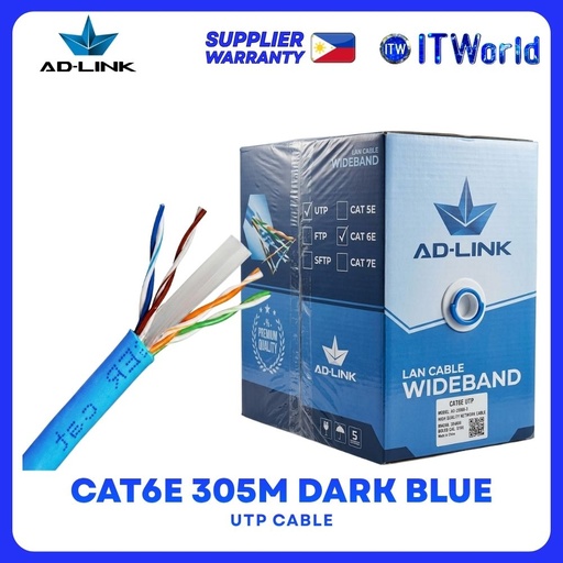[AD-IN602-C] AD-Link UTP CAT6E 305m CCA 23AWG Solid PVC Jacket Dark Blue AD-IN602-C