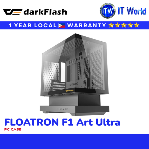 [DF FLOATRON F1 BLK] DarkFlash Floatron F1 Art Ultra Tempered Glass Panel M-ATX PC Case - Black