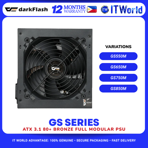 DarkFlash GS Series PSU – ATX 3.1 PCIe 5.1 80+ Bronze Full Modular Power Supply Unit itw