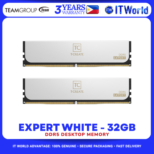 [CTCWD532G6000HC38ADC01] Teamgroup T-Force Expert DDR5 RAM 32GB 2x16GB 6000MHz CL38 Desktop Memory - White itw