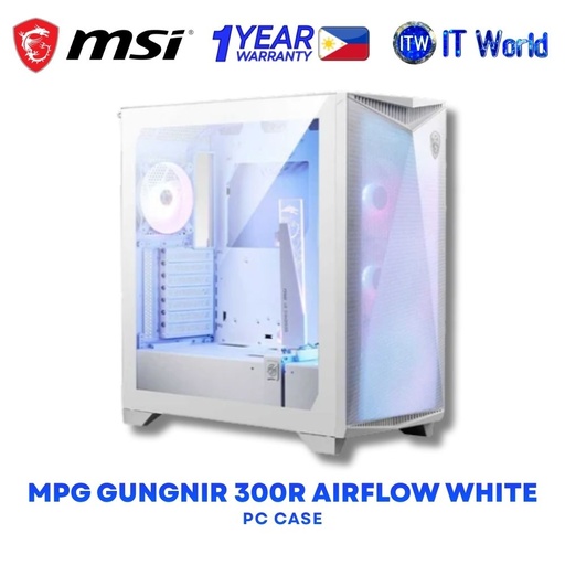 MSI MPG Gungnir 300R Airflow Mid-Tower Tempered Glass PC Case - White